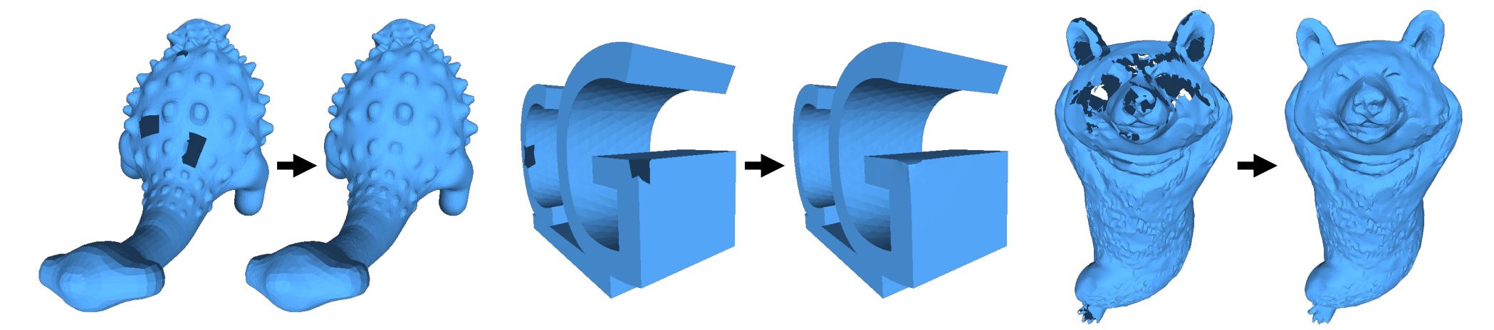 Learning Self-Prior for Mesh Inpainting Using Self-Supervised Graph Convolutional Networks