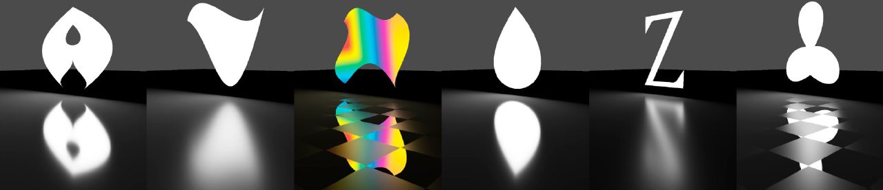 Objects illuminated by free-form planar area lights